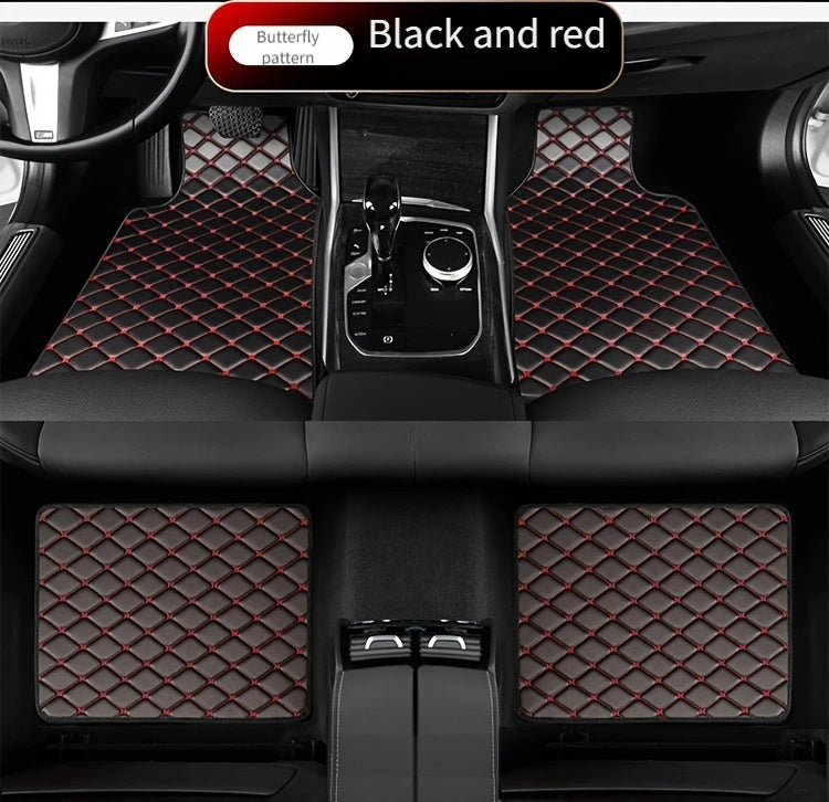 Universal Fit 4-Piece Car Floor Mats Set - Durable PVC Leather Embroidered Vehicle Foot Pads, Waterproof and Wear-Resistant Auto Floor Liners