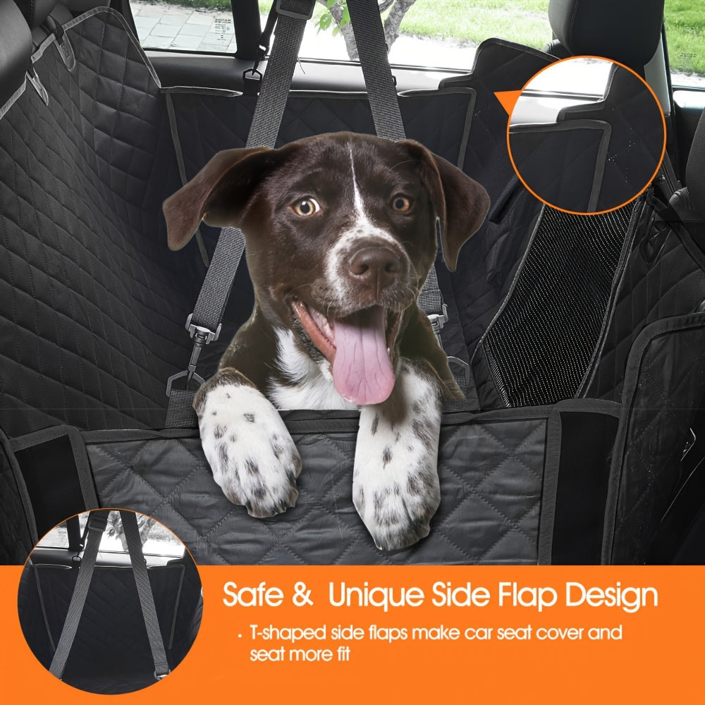 100% Waterproof 4-in-1 Dog Car Seat Cover Hammock - Durable Nonslip Fabric Protector with Big Mesh Window for Cars Trucks SUVs - Scratchproof, Easy to Clean, Pet-Friendly Design - Black by nzonpet