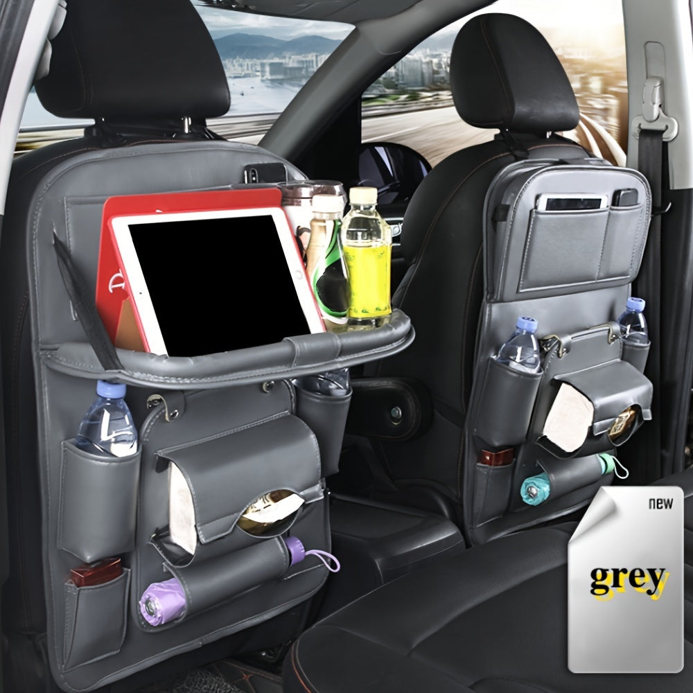 1pc Car Rear Seat Storage Box, Car Rear Seat Storage Bag, Kick Mat Car Rear Seat Protector Tissue Box Cup Holder, Laptop Table, Car Dinner Plate, Car Seat Cover Protector