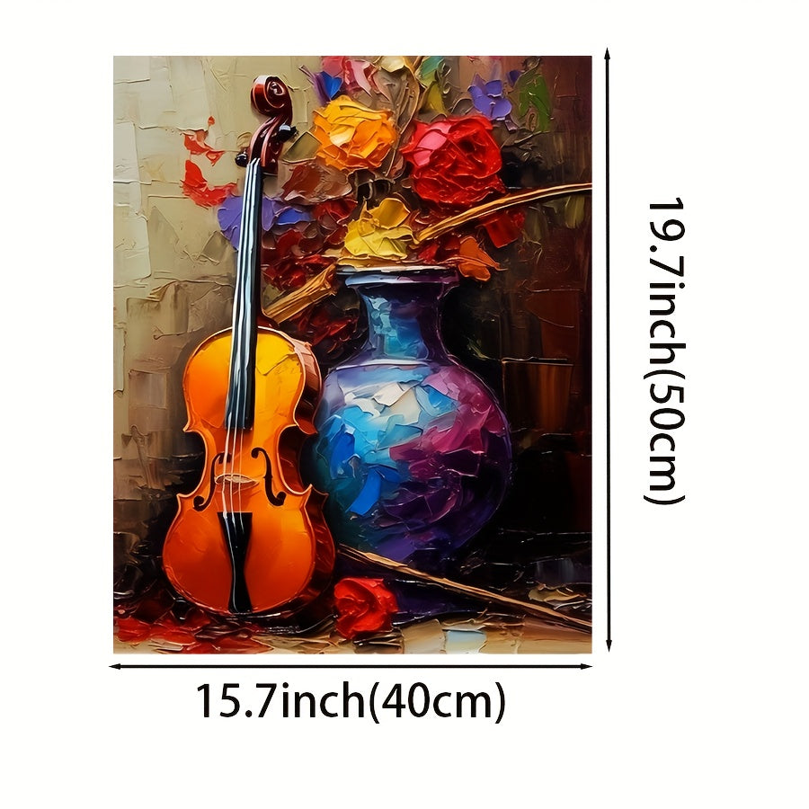 Diy Paint By Numbers Kit - Violin & Flowers Still Life | 19.7X15.7" Canvas | Eco-Friendly Acrylic Paints & Brushes Included (Frame Not Included)