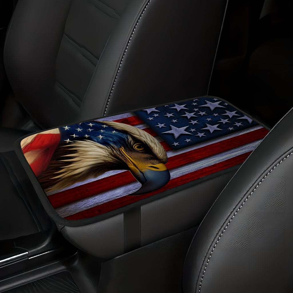 1pc Premium American Flag Eagle Pattern Car Center Console Cover - Bench Seat Consoles with Armrest Box Pad, Soft Touch Interior Decoration, and Stylish Design for Enhanced Driving Experience