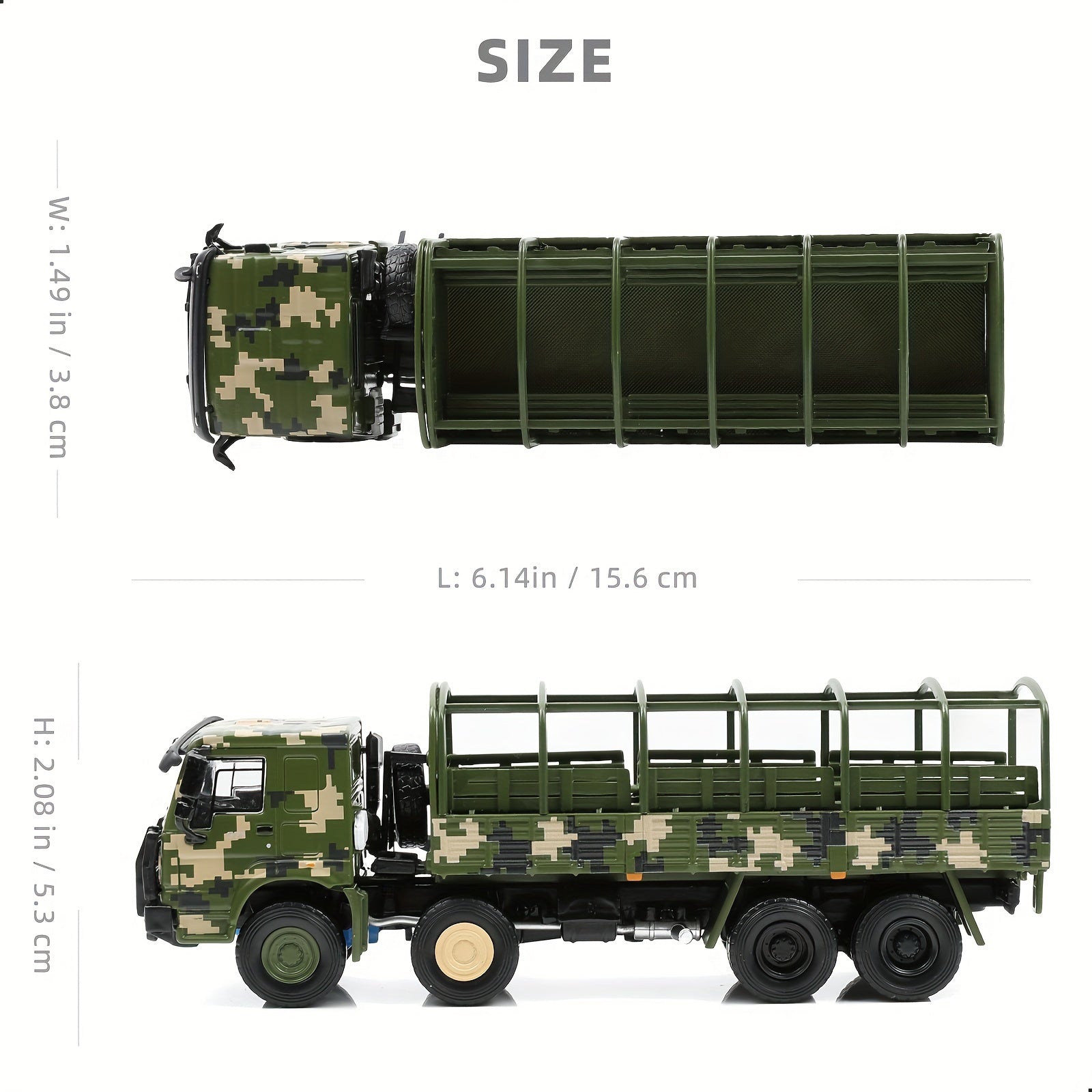 Die-Cast Metal Military Transport Truck Model, 1/64 Scale Realistic Camouflage, Collectible Alloy Army Vehicle, Suitable for Ages 3-6 Years, Ideal for Collectors & Gifting