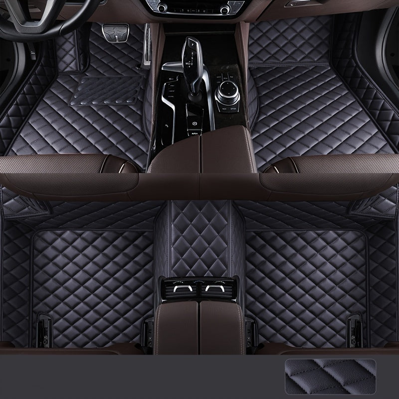 Custom PU Leather Car Floor Mats for BMW 5 Series E60 2004-2010, Left Drive Luxury Vehicle Floor Liners, Interior Accessories, Diamond Pattern Design