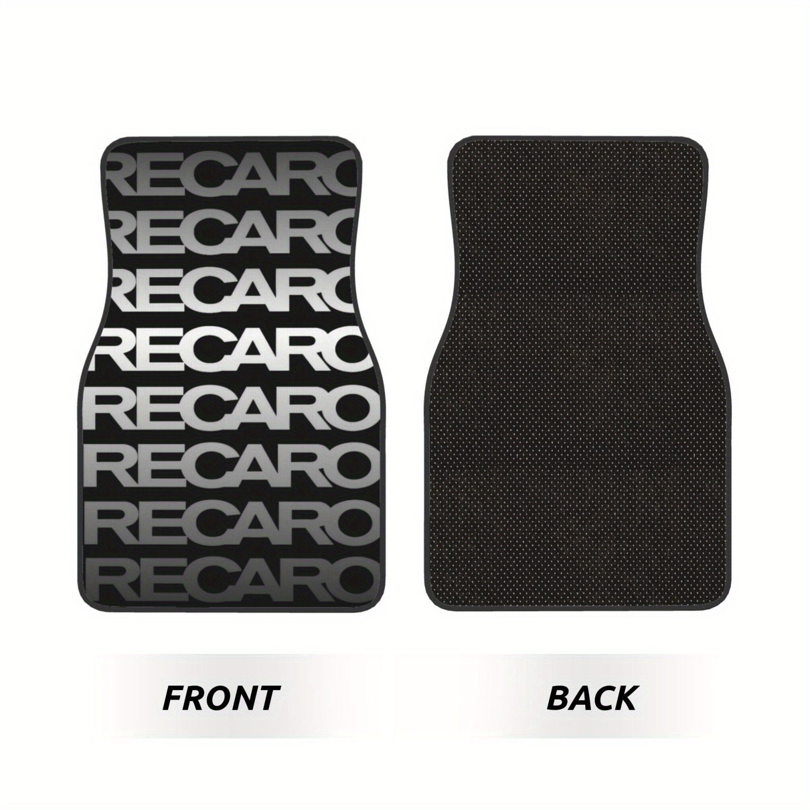 4pcs universal SUV car floor mats, RECARO letter theme elements suitable for all vehicles front and rear seats, fashionable and durable car accessories, all-season universal car decoration accessories for interior decoration.