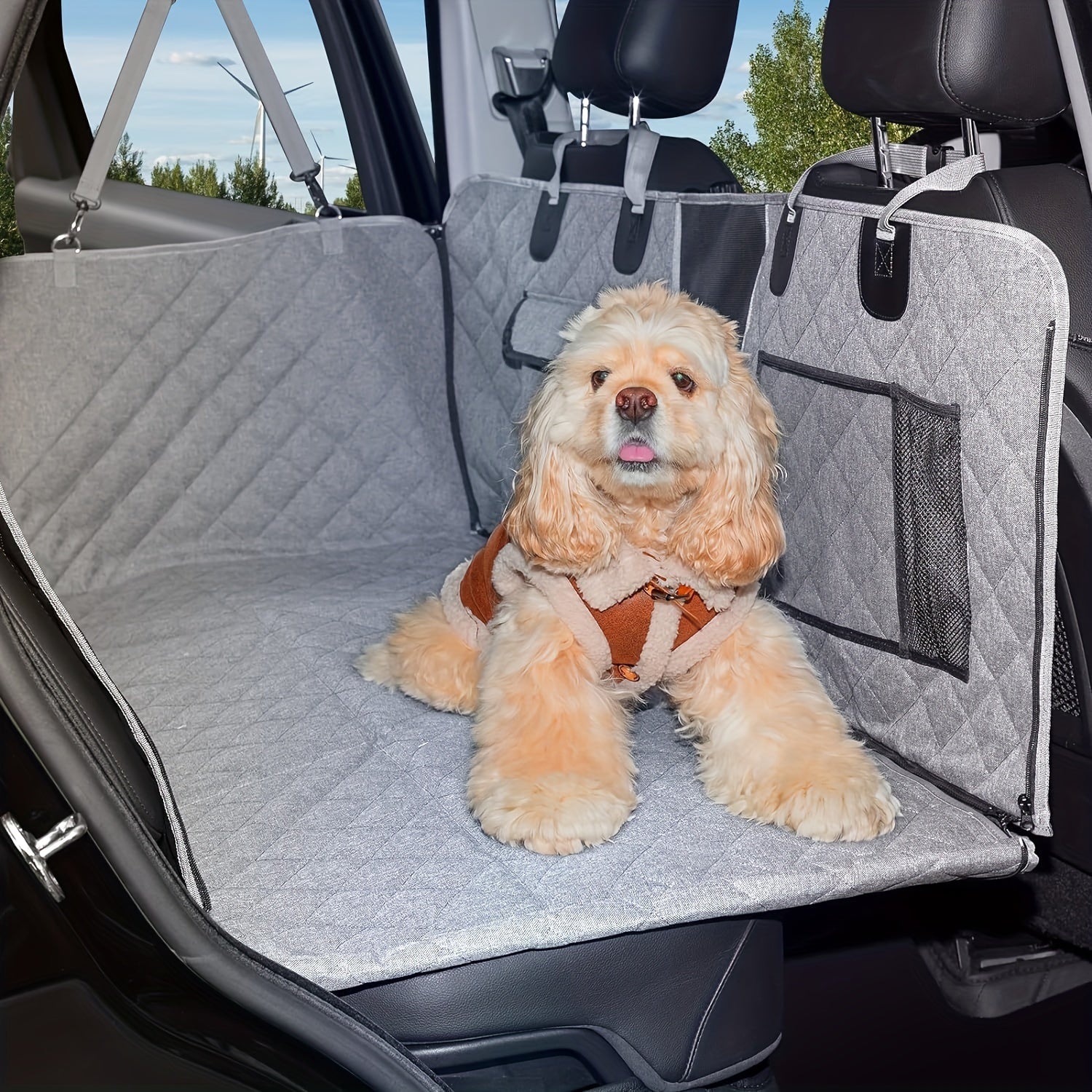 Medium Dog Argyle Backseat Cover Plus - Sturdy Wood Fiber Board, Non-Slip, Back Seat Extender, Hammock Style, Easy Clean, Perfect for Sedans, SUVs, and Trucks - Pet-Friendly Car Accessory