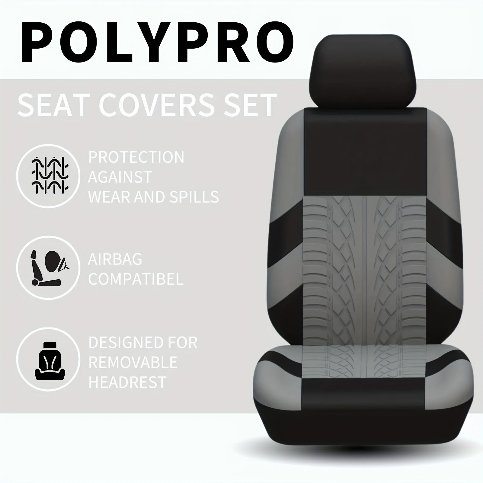 Quilted Car Seat Cover Set - Full Front & Rear Protection - Universal Fit for SUV, Sedan, Van - Airbag Safe, Premium Cloth, Durable & Stylish Design