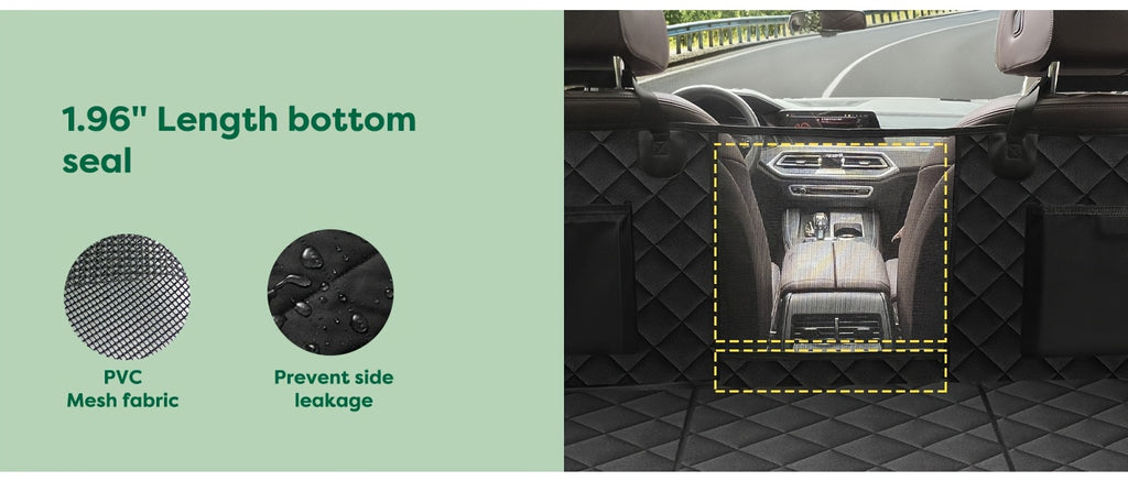 Heavy-Duty Dog Car Seat Cover & Back Seat Extender with Mesh Window, Quilted Fabric, Waterproof, 300 lbs Capacity - Ideal for SUVs and Trucks, Black, Seat Covers for Car