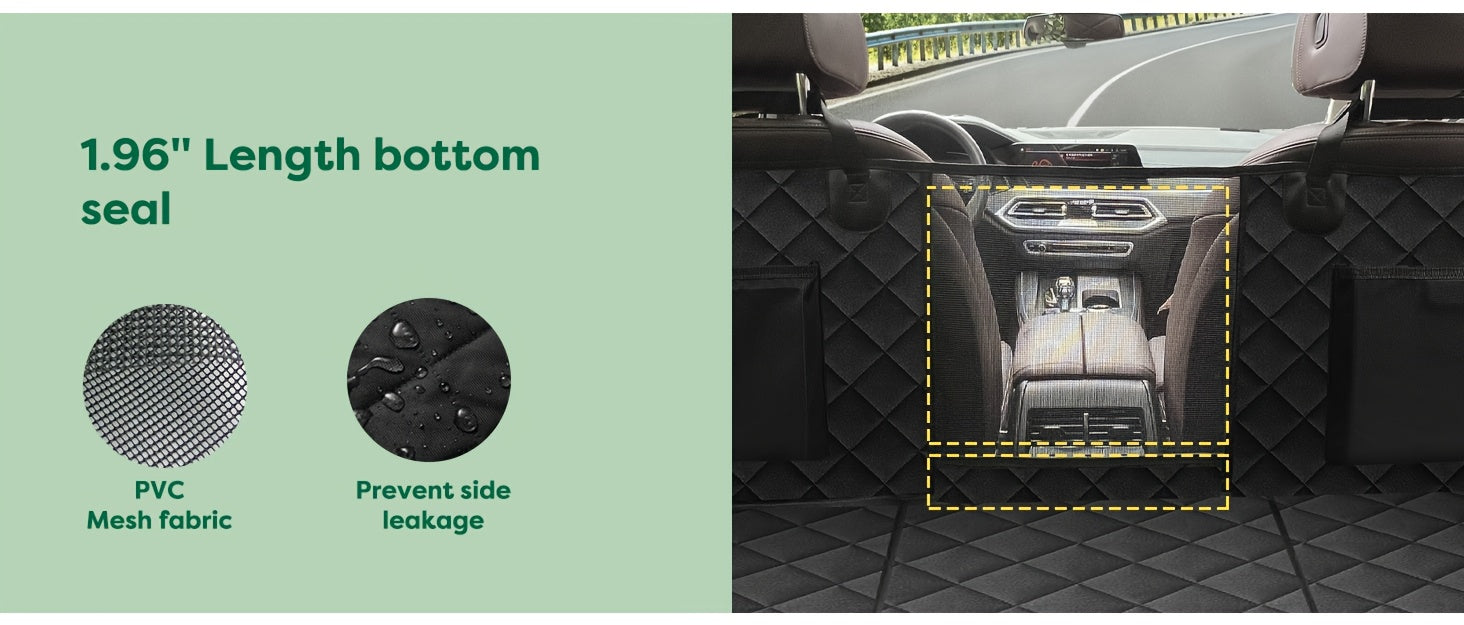 Heavy-Duty Dog Car Seat Cover & Back Seat Extender with Mesh Window, Quilted Fabric, Waterproof, 300 lbs Capacity - Ideal for SUVs and Trucks, Black, Seat Covers for Car