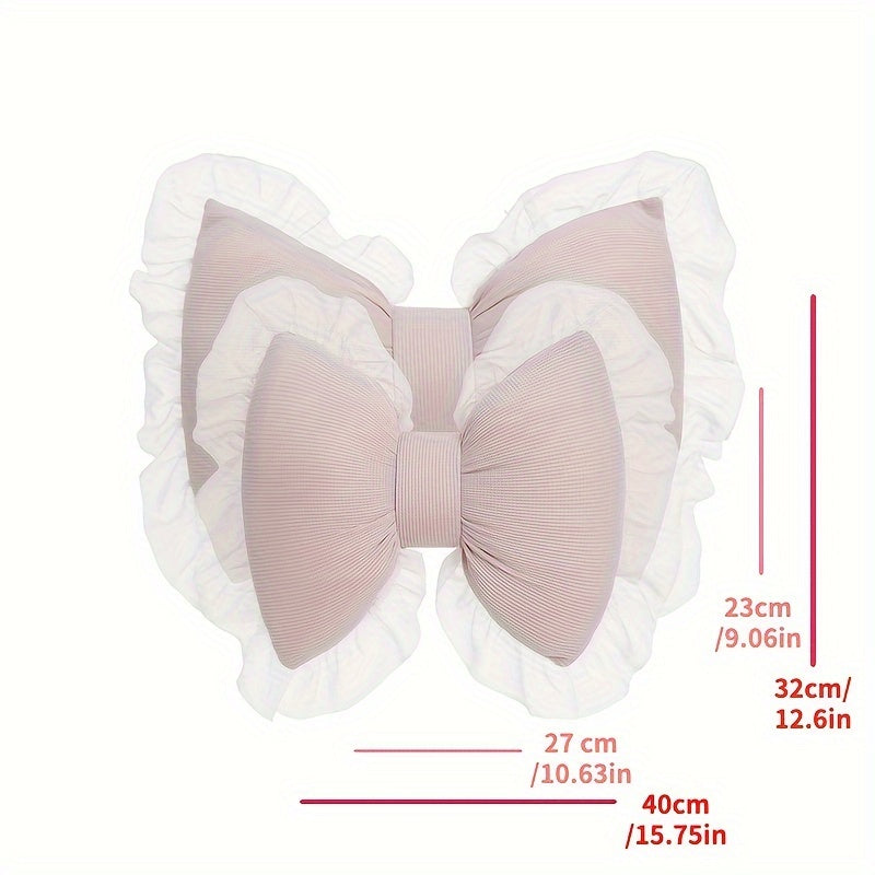 1 Set Creative Butterfly Lace Edge Car Headrest and Lumbar Support Cushion - Breathable Polyester Fiber Neck Pillow and Seat Back Pillow for All Seasons, Comfortable Vehicle Accessories