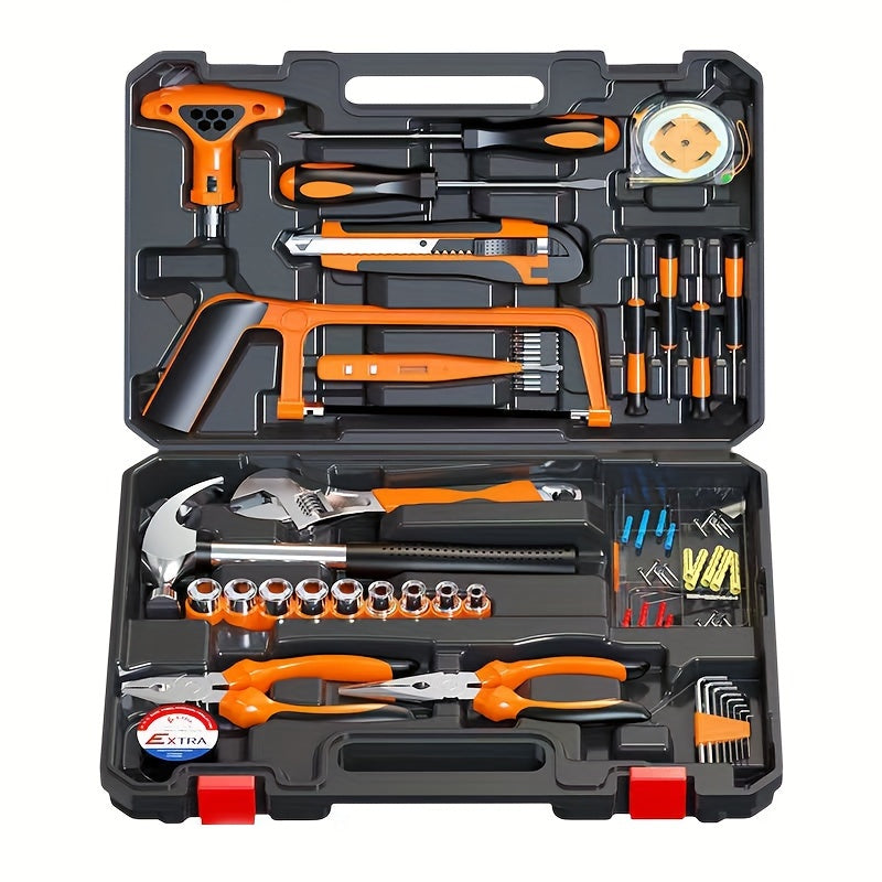 82PCS Tool Set Universal Household Handmade Tool Set, with Plastic Toolbox Storage Box, Home Optional Tool Kit, Home and Office Vehicle Repair Kit