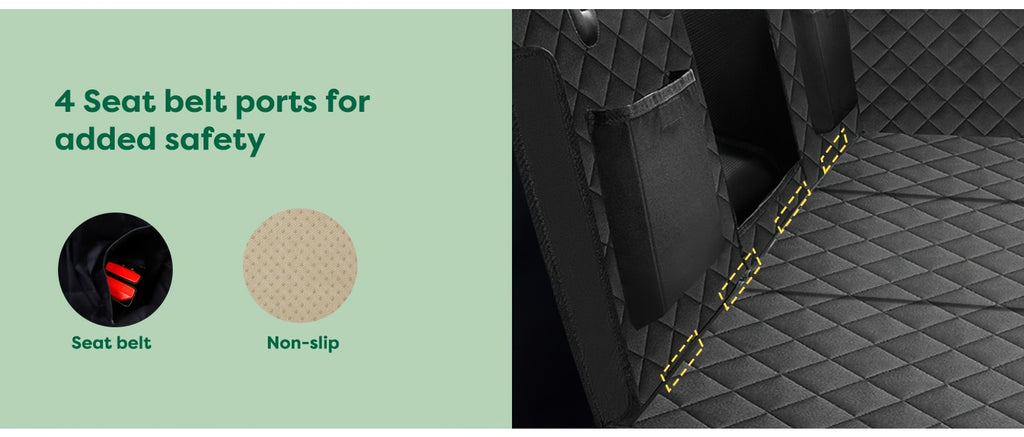 Heavy-Duty Dog Car Seat Cover & Back Seat Extender with Mesh Window, Quilted Fabric, Waterproof, 300 lbs Capacity - Ideal for SUVs and Trucks, Black, Seat Covers for Car