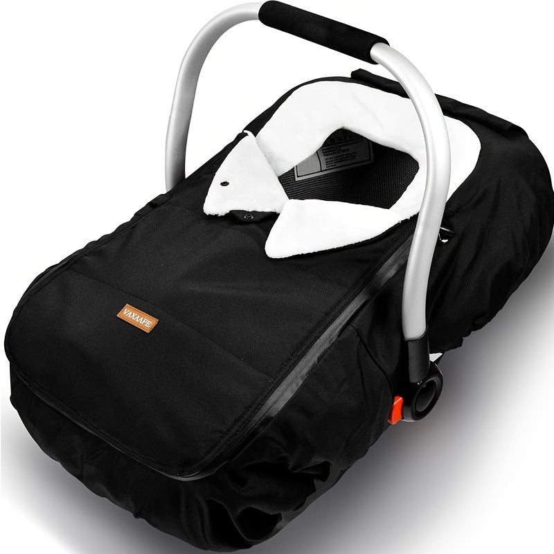 Infant Car Seat Cover, Protective Cover for Babies, Winter Shield, Universal Winter Car Seat Cover for Boys And Girls, Comfortable And Warm, Car Seat Covers for Baby Seats (Black)