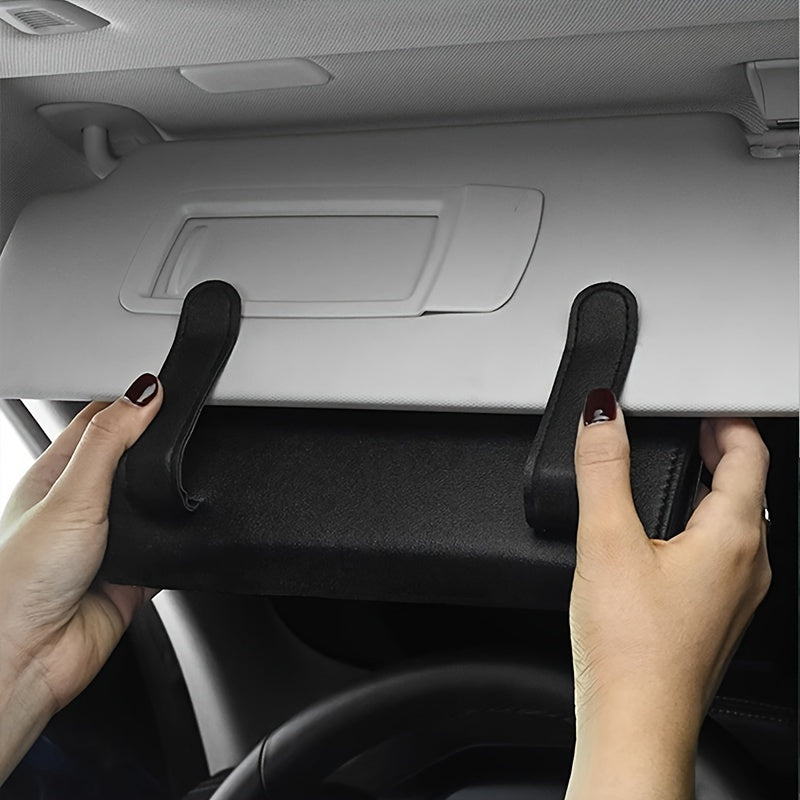 Universal Fit Luxury PU Leather Car Visor Tissue Holder with Sparkling Crystal Rhinestone Design, Auto Vehicle Napkin Dispenser Accessory