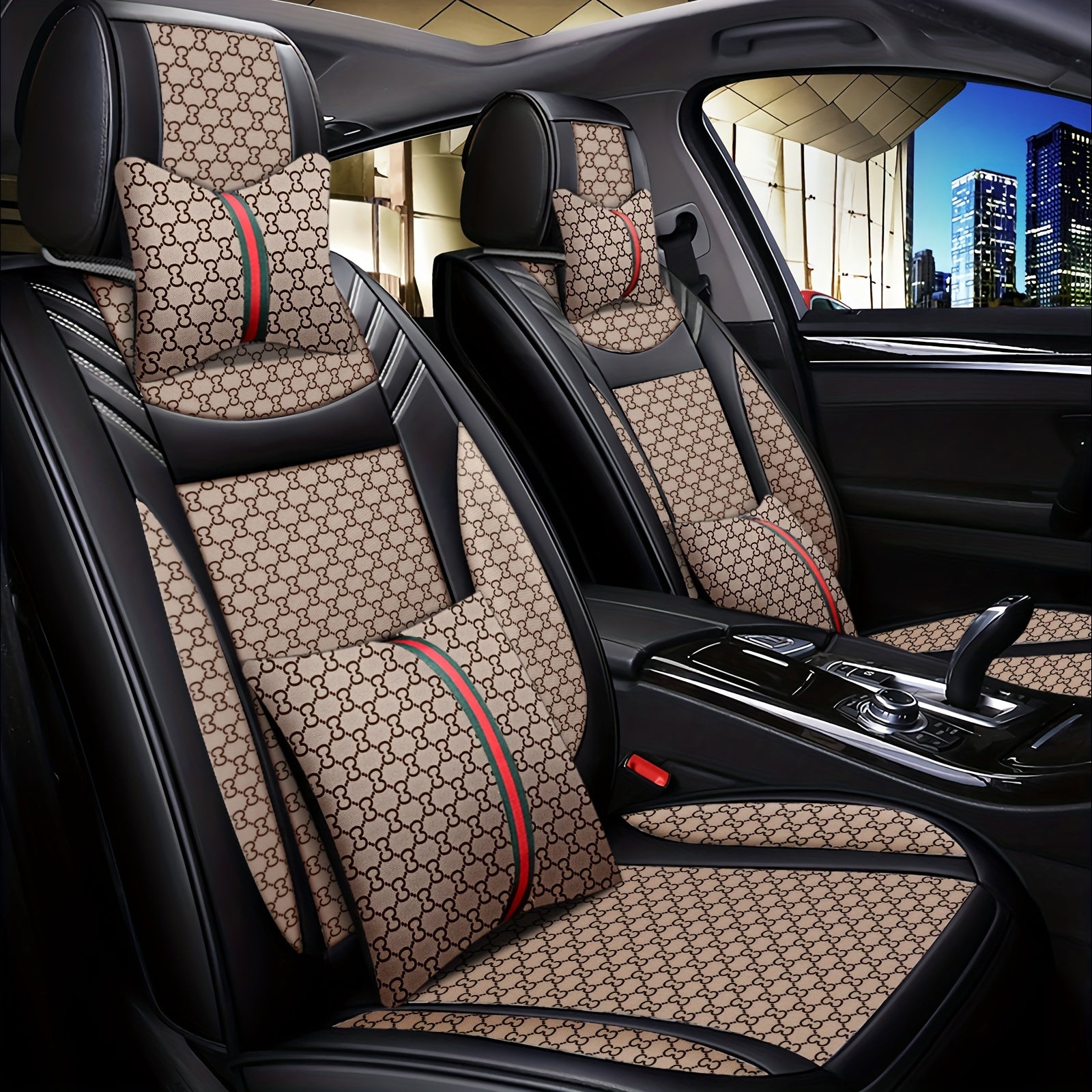 5PCS Premium Universal Fit Car Seat Covers Set - Breathable PU Leather, Sponge Filled, All-Season, Easy to Install, Durable, and Water-Resistant for Most Cars