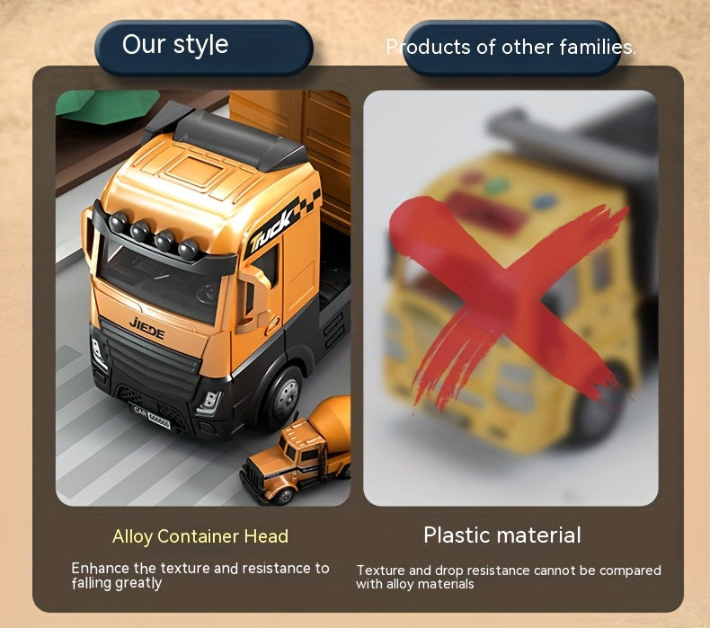 Super Large Alloy Container Engineering Vehicle Set Toy Container Ejectable Large Crane Model Boy As Halloween Gift