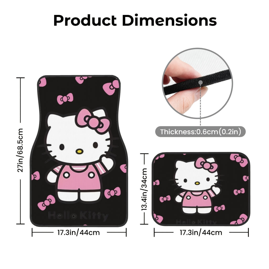 4pcs Sanrio Hello Kitty Car Foot Mats, Universal Fit, Non-Slip Synthetic Rubber, Dirt Resistant, Easy to Clean Vehicle Floor Mats