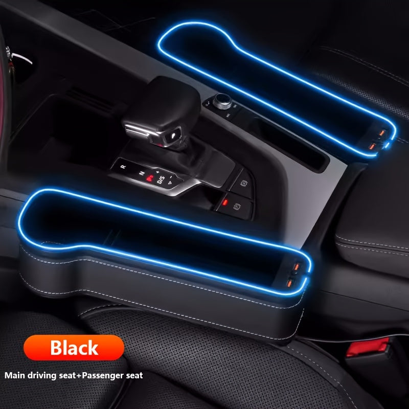 Car Seat Slot Storage Box, ABS Resin, with Mobile Phone Holder, Charger, Ambient Lighting, Center Control Armrest, for Car Interior