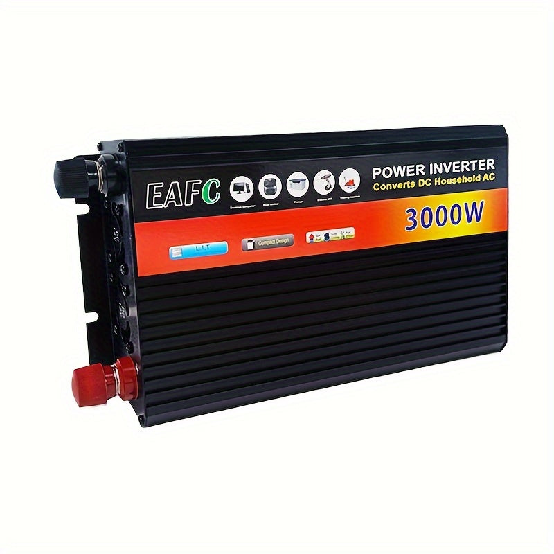 3000W Peak Portable Inverter Power Bank - DC 12V to AC 110V Converter with US Plug - High-Power Car Voltage Transformer for Seamless On-the-Go Charging - Multi-Functional Vehicle Solution