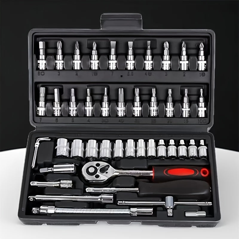 131/46PCS High Quality Toolbox, New High Quality Precision Maintenance Kit, Suitable For Automobile Maintenance, Home Furniture Maintenance, Daily Life Maintenance And Other Environment Maintenance Work.