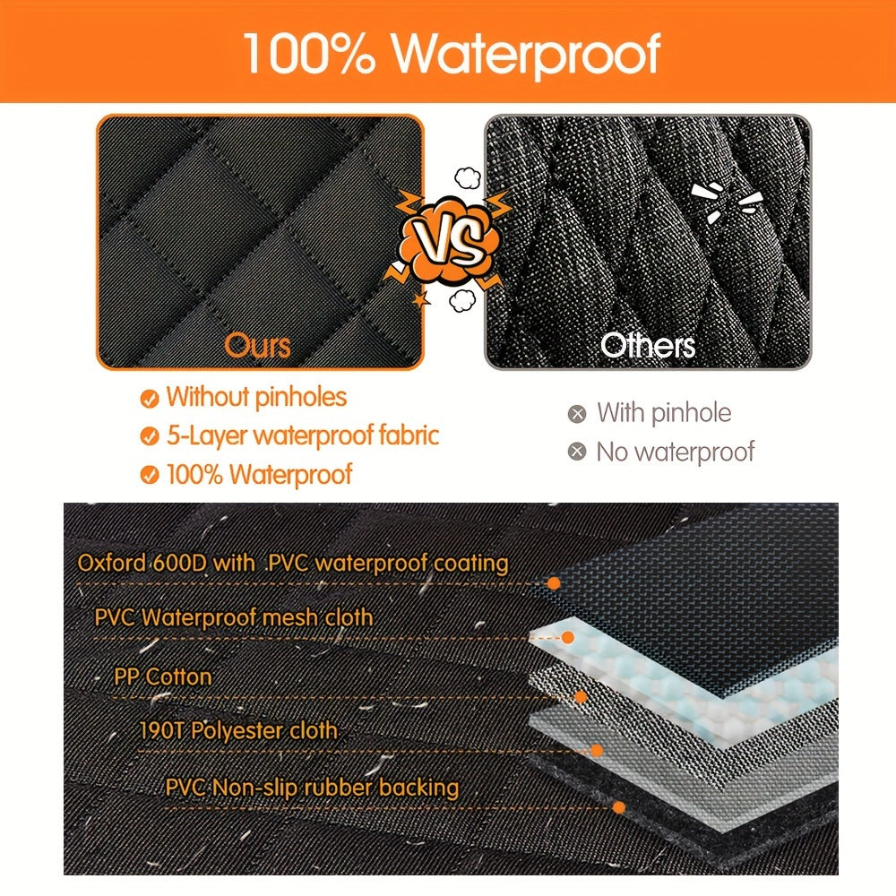 100% Waterproof 4-in-1 Dog Car Seat Cover Hammock - Durable Nonslip Fabric Protector with Big Mesh Window for Cars Trucks SUVs - Scratchproof, Easy to Clean, Pet-Friendly Design - Black by nzonpet