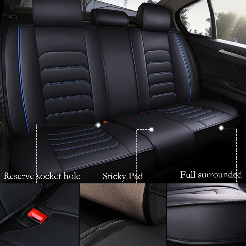 5-Seat Full Set Faux Leather Car Seat Covers - Waterproof All-Weather Protection, Full Surrounded Cushion Protector with Soft Foam Padding, Precise Fit for Cars, Trucks, Sedans & SUVs - Easy Installation, Durable Automotive I