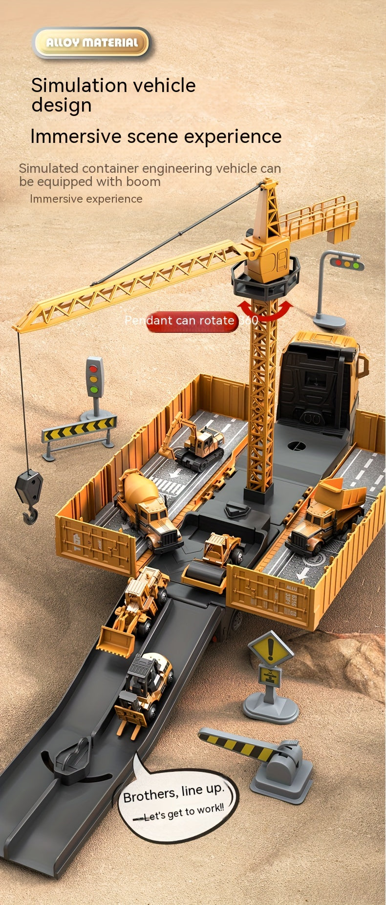 Super Large Alloy Container Engineering Vehicle Set Toy Container Ejectable Large Crane Model Boy As Halloween Gift