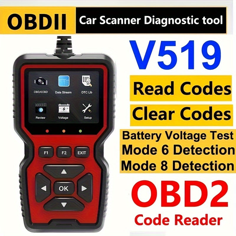 OBD2 Diagnostic Scanner V519 - Advanced Car Fault Code Reader, Universal Vehicle Engine System Analyzer, Plug and Play USB, No Battery Required, Resin Material - Instant OBD II Error Detection & Comprehensive Auto Diagnostic