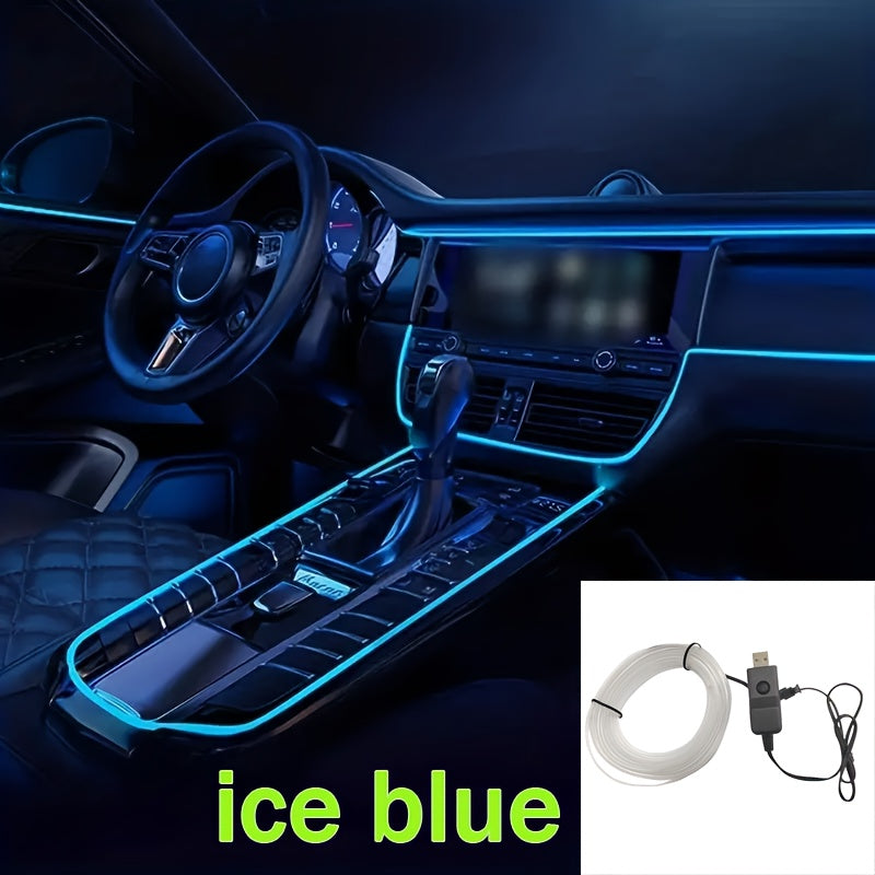 Flexible 200cm/79inch LED Strip Automobile Atmosphere Lamp - Car Interior Lighting Decoration Garland Wire Rope Tube Line Neon Light USB Drive