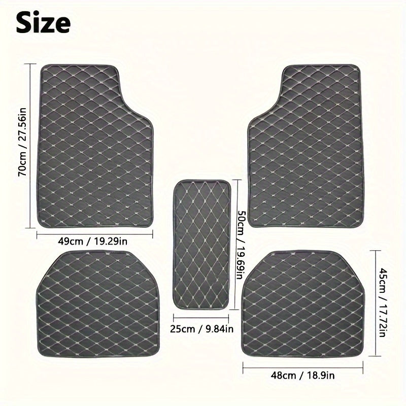 5-piece Durable Waterproof Car Floor Mats - Protect Your Vehicle's Interior with Faux Leather Accessories for Front and Rear Seats