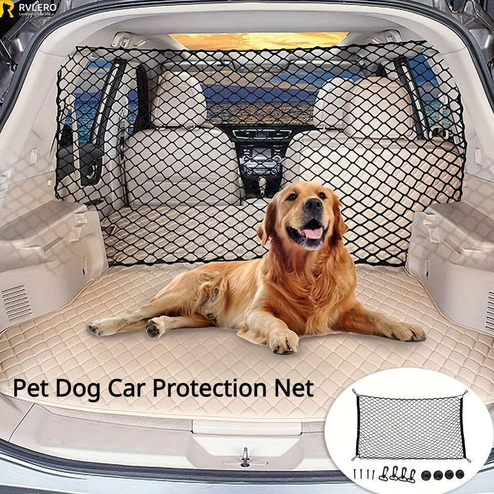 Durable Universal Fit RV HERO Car Trunk Barrier for Dogs - Elastic Pet Safety Fence with Plastic Vehicle Isolation Net for Pet Protection