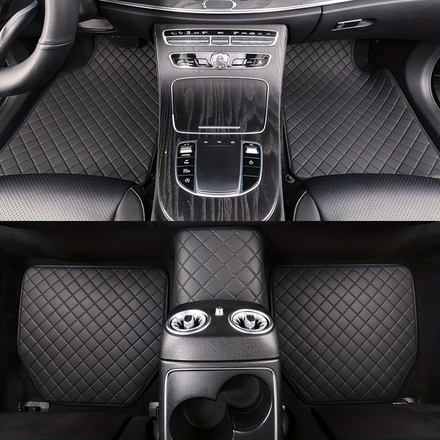 5pcs Faux Leather Car Floor Mats Set, Waterproof Faux Leather, Front & Rear Seat Protection, Auto Interior Accessories, Custom Fit for Various Vehicle Models