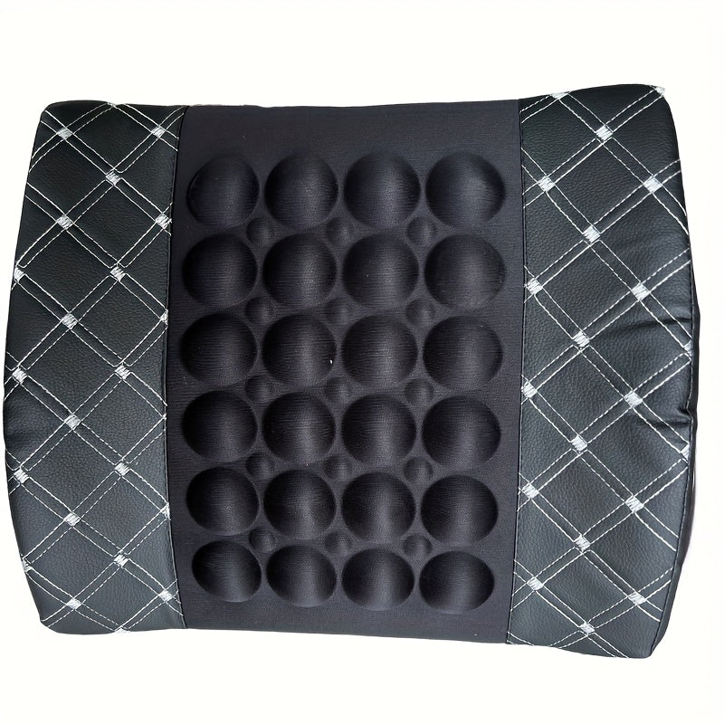 Car Lumbar Electric Massager, Red Pillow Car Interior Decoration, Ultra-fiber PU Leather Cushion For Car, Office