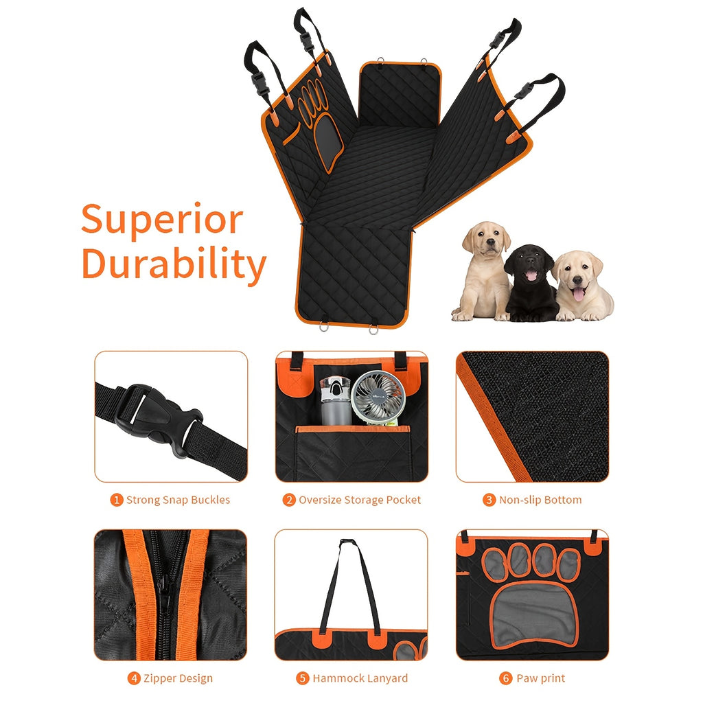 Dog Seat Cover, Pet Dog Seat Cover Hammock Heavy Duty Scratch Resistant Slip Durable Soft Pet Rear Seat Cover For Cars, Trucks And SUVs Pet Car Mat Open Net Waterproof Dog Car Seat Cushion Trunk Anti Slip Wear Resistant Pet S