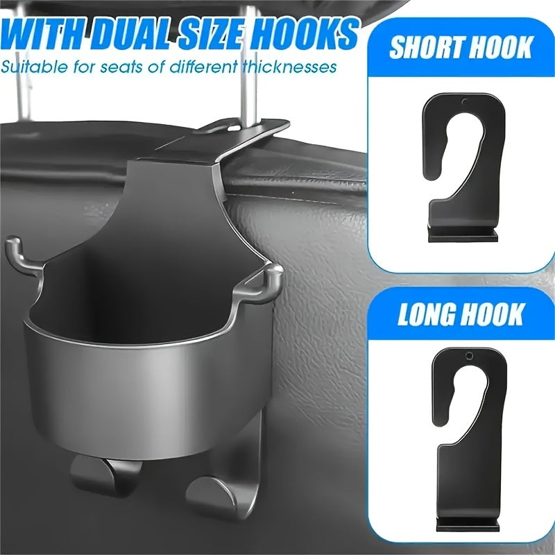2pcs Multi-Function Car Seat Back Hooks With Built-In Cup Holders - Lightweight, Portable Storage Organizer For Vehicle Interior Accessories