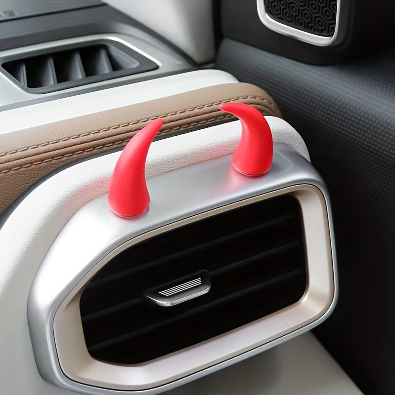 2pcs Mini Devil Horn Car Steering Wheel Decals - Cute & Creative Dashboard Accessories for Vehicle Air Vent