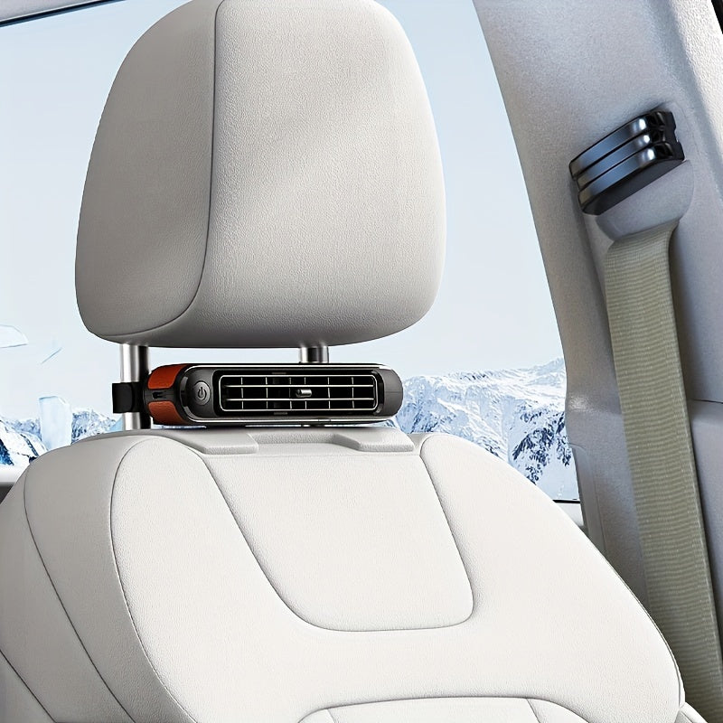 3-Speed MEMO Portable Car Seat Fan - USB Powered, Leafless Design for Vehicle Comfort, Adjustable Cooling for Headrest & Backrest, No Battery Required