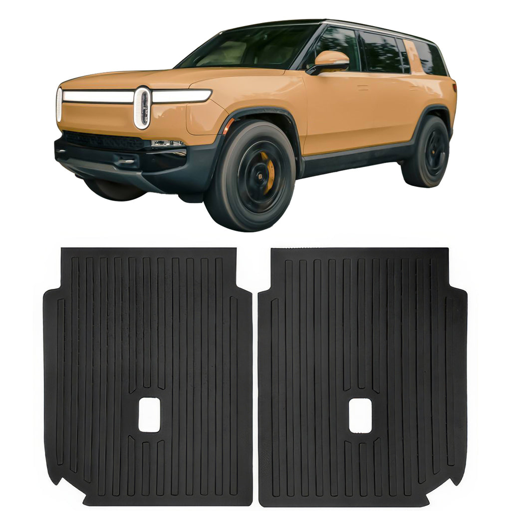 Rear Seat Protector Backrest Cover For Rivian For R1S 2022-2024, Black TPE Waterproof Seat Back Liners Mat Pad Interior Accessories 2 Pieces