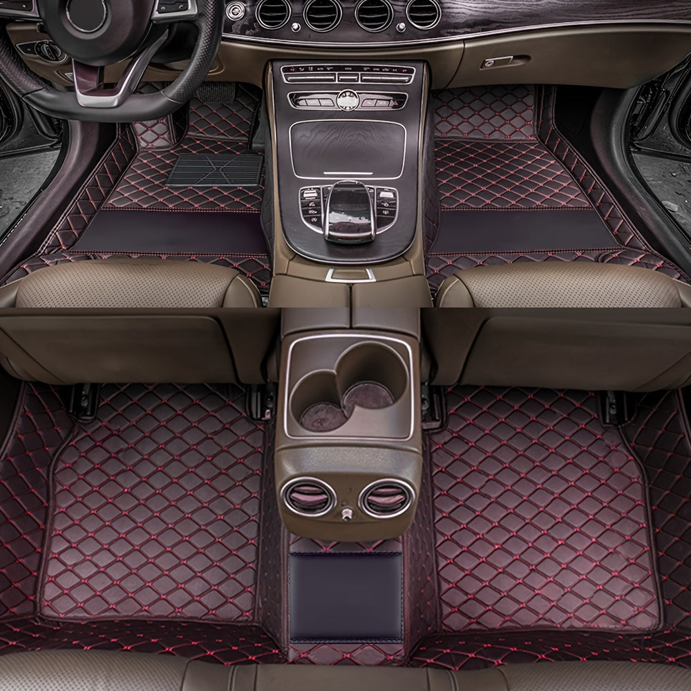 Car Floor Mats Compatible With BMW 3 Series GT 04-12 Full Covered All Weather Protection Waterproof Non-Slip PU Leather Black Red