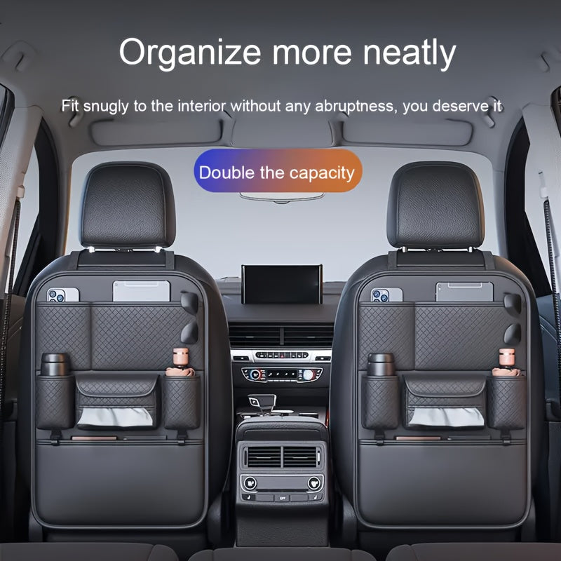 1 Piece Of PU Leather New Car Backrest Storage Bag, Car Seat Backrest Storage Hanging Bag, Rear Shelf Storage Mesh Bag, Universal