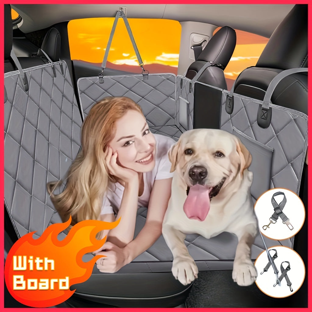 Back Seat Extender for Dogs-Large Space, Dog Car Seat Cover Hard Bottom Holds 400lbs, Sturdy Backseat Extender for Dogs, Waterproof Dog Hammock for Car Dog Car Bed for Car, SUV, Truck