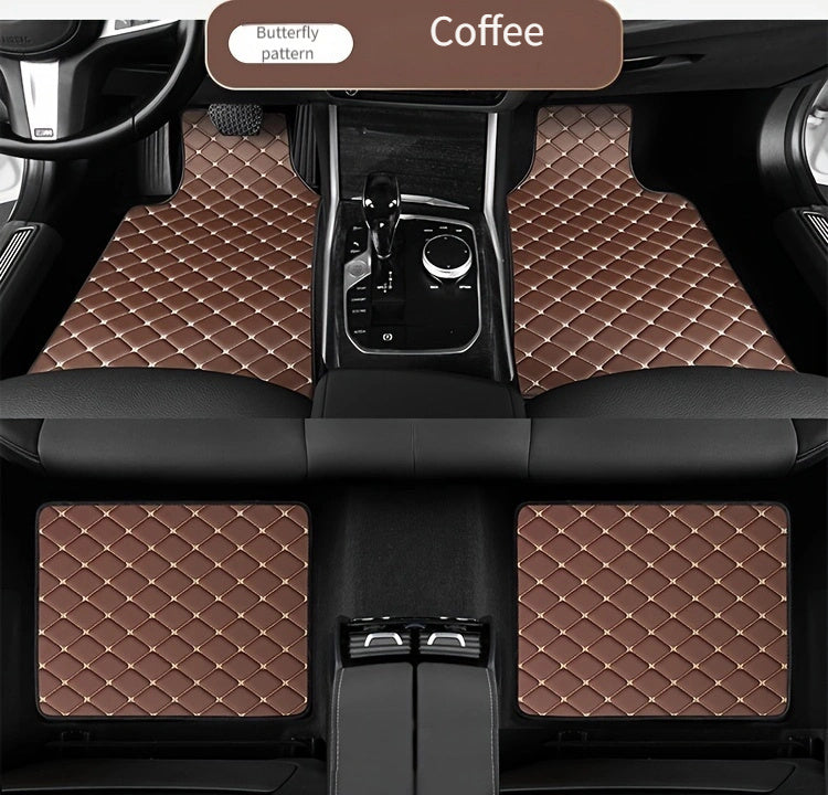 Universal Fit 4-Piece Car Floor Mats Set - Durable PVC Leather Embroidered Vehicle Foot Pads, Waterproof and Wear-Resistant Auto Floor Liners