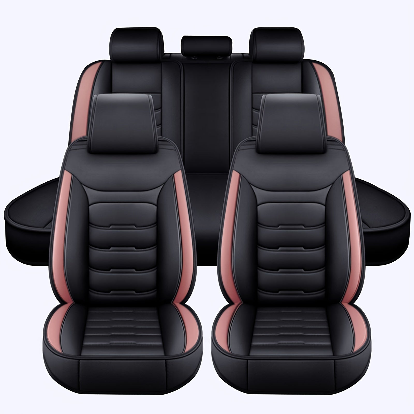 5 Seat Car Seat Covers PU Leather Seat Covers Full Set Waterproof for Car Sedan SUV Truck Vans Front & Rear Seat Cushion Protector with Back Big Storage Bag