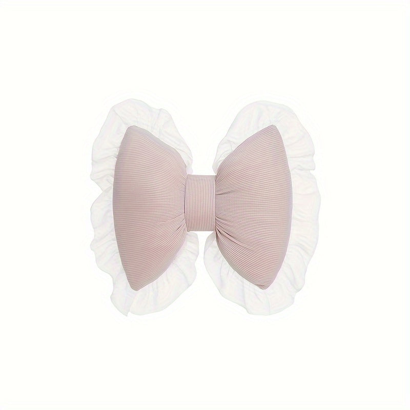 1 Set Creative Butterfly Lace Edge Car Headrest and Lumbar Support Cushion - Breathable Polyester Fiber Neck Pillow and Seat Back Pillow for All Seasons, Comfortable Vehicle Accessories