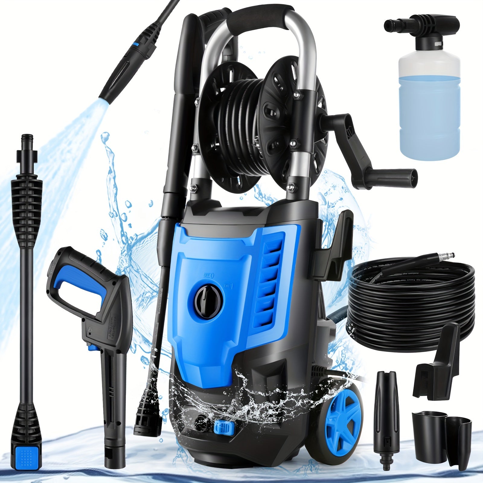 Power Washer, H4800 Pressure Washer 1800W Electric High Pressure Washer Professional Car Washer Cleaner Machine With With All-in-one Adjustable Nozzle & Hose For Patio Garden Yard Vehicle