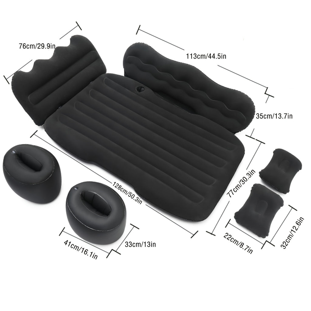 Portable Foldable Car Air Bed Kit with PVC Surface - Includes Air Pump & Two Pillows, Ideal for Outdoor Travel & Camping, Easy Cushion Conversion for Vehicle Interiors, Foldable Bed