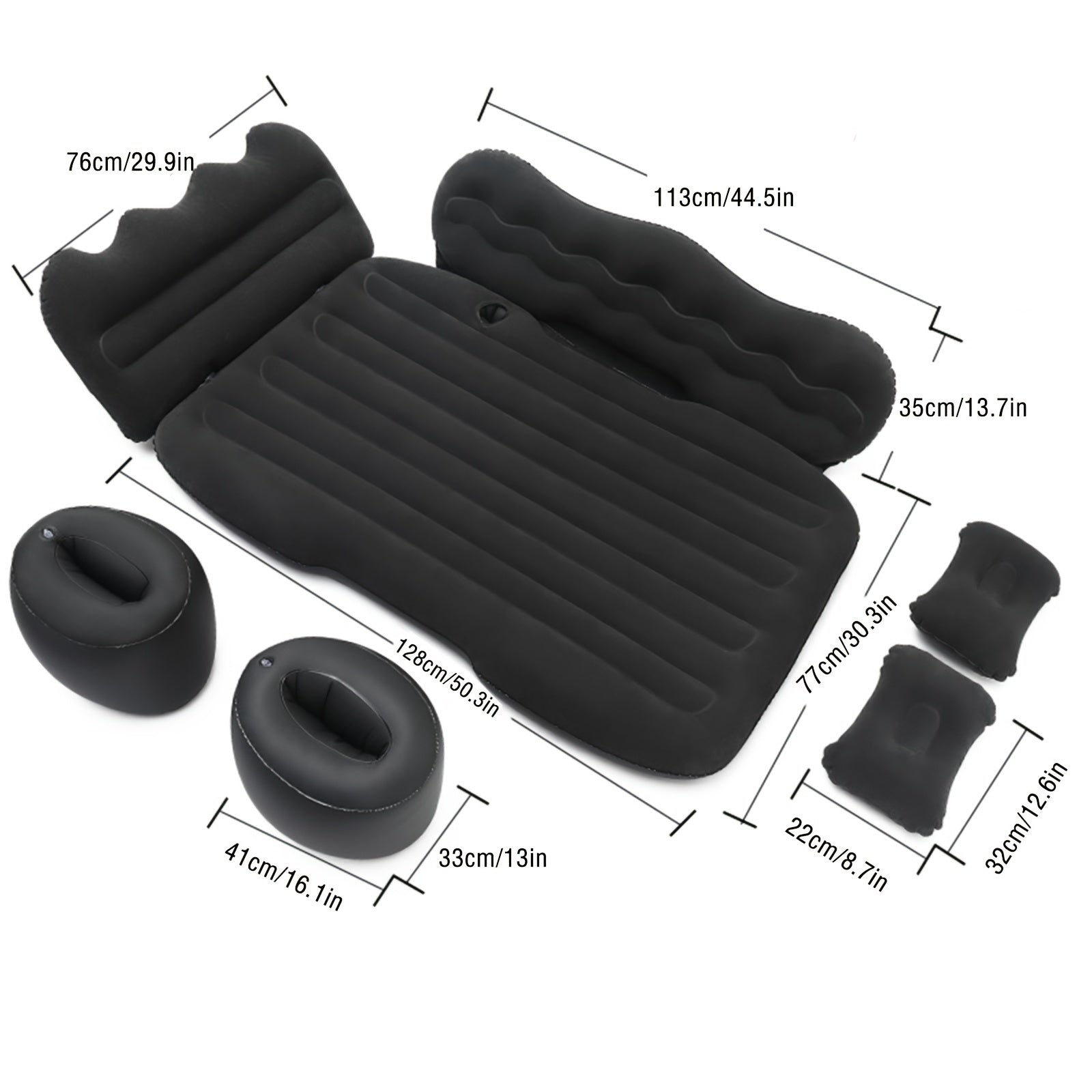 Portable Foldable Car Air Bed Kit with PVC Surface - Includes Air Pump & Two Pillows, Ideal for Outdoor Travel & Camping, Easy Cushion Conversion for Vehicle Interiors, Foldable Bed