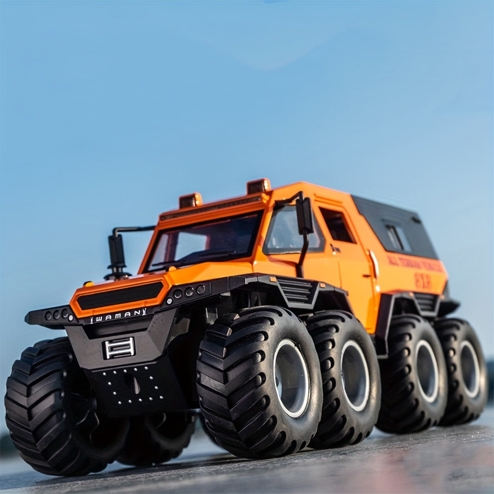 1/24 8x8 Off-Road Pickup Model Car wheel armored vehicle with Lights and Sounds, Zinc Alloy Pull Back Toy car with Sound and Light for Kids Boy Girl Gift