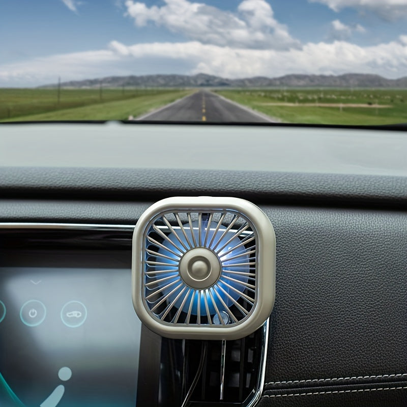 Portable Car Air Conditioning Vent Fan Powered by USB, Featuring a Gradient Colorful Ambient Light, Suitable for Front And Rear Air Vents, Without Battery