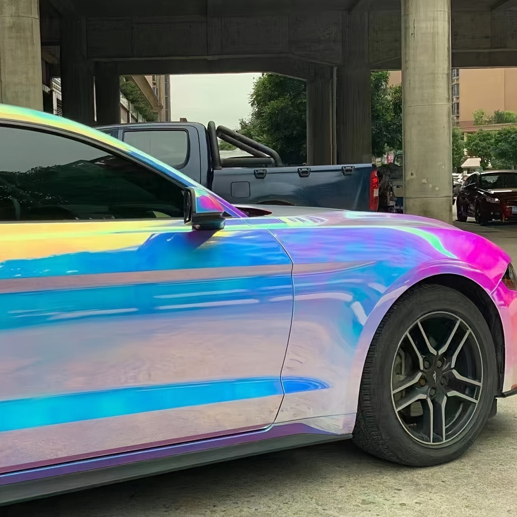 [Rainbow Gradient] PVC Rainbow Gradient Electroplated Vinyl Wrap | High-Quality | Universal Fit | Durable & Eye-Catching Design | Vehicle Customization