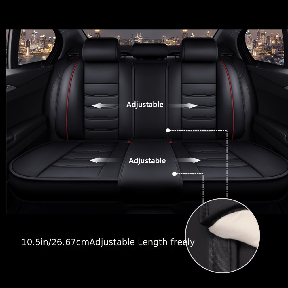 5 Seat Car Seat Covers PU Leather Seat Covers Full Set Waterproof for Car Sedan SUV Truck Vans Front & Rear Seat Cushion Protector with Back Big Storage Bag